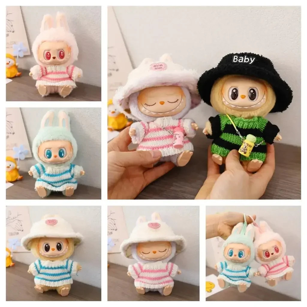 For 17CM labubu winter cloth decoration Labubu baby clothes sweater hat for labubu outfit DIY decoration