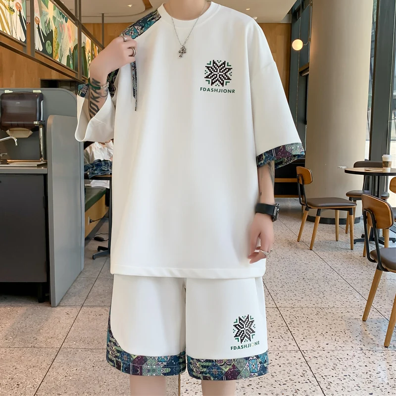 

Ice Silk ort Sve Set Men's Summer 2024 Casual Sports Versatile Men's Clothing orts a Sli Match Polyester Fiber