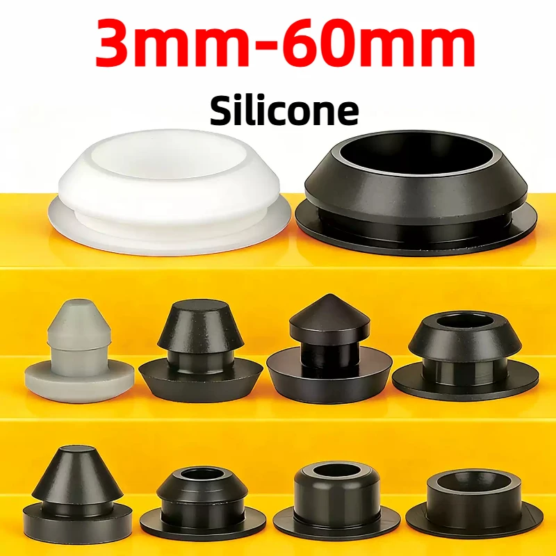2-50pcs 3mm-60mm Silicone Plug Rubber Stopper T-plug Soft Match High Elasticity Cover Seismic Eyelet Muffling Thermostability