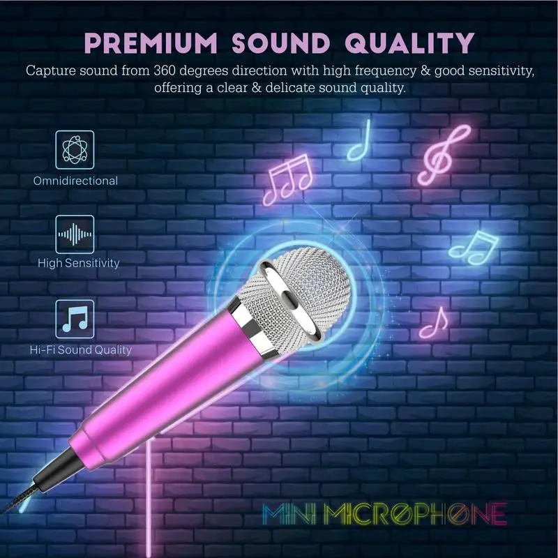 ميكروفون صغير للكاريوكي المحمولة صوت فيديو ميكروفون تسجيل الدخول ميكروفون مكبر للصوت للغناء البث