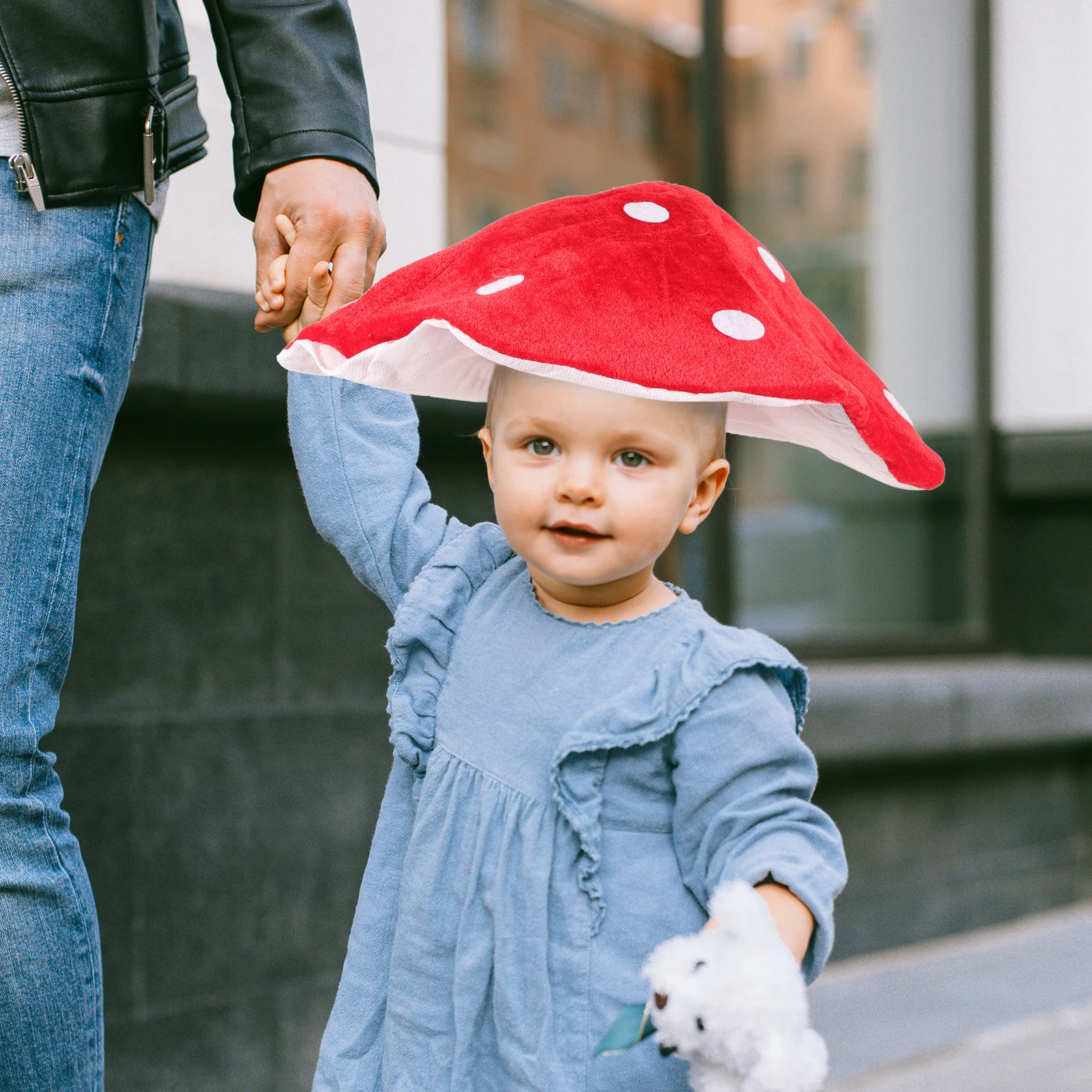 

Red Mushroom Hat Kids Funny Beret Party Costume Headwear Adults Hats Birthday Aldult Baby