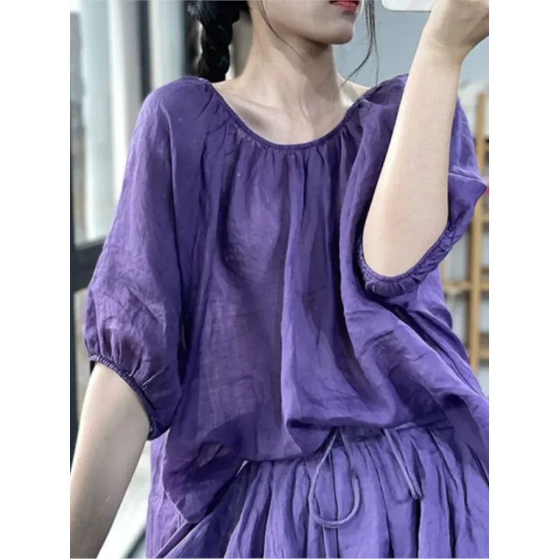 المتضخم الصيف 2 قطعتين مجموعة المرأة عادية موضة بلوزات السيدات مرونة عالية الخصر كشكش مطوي امرأة التنانير الطويلة