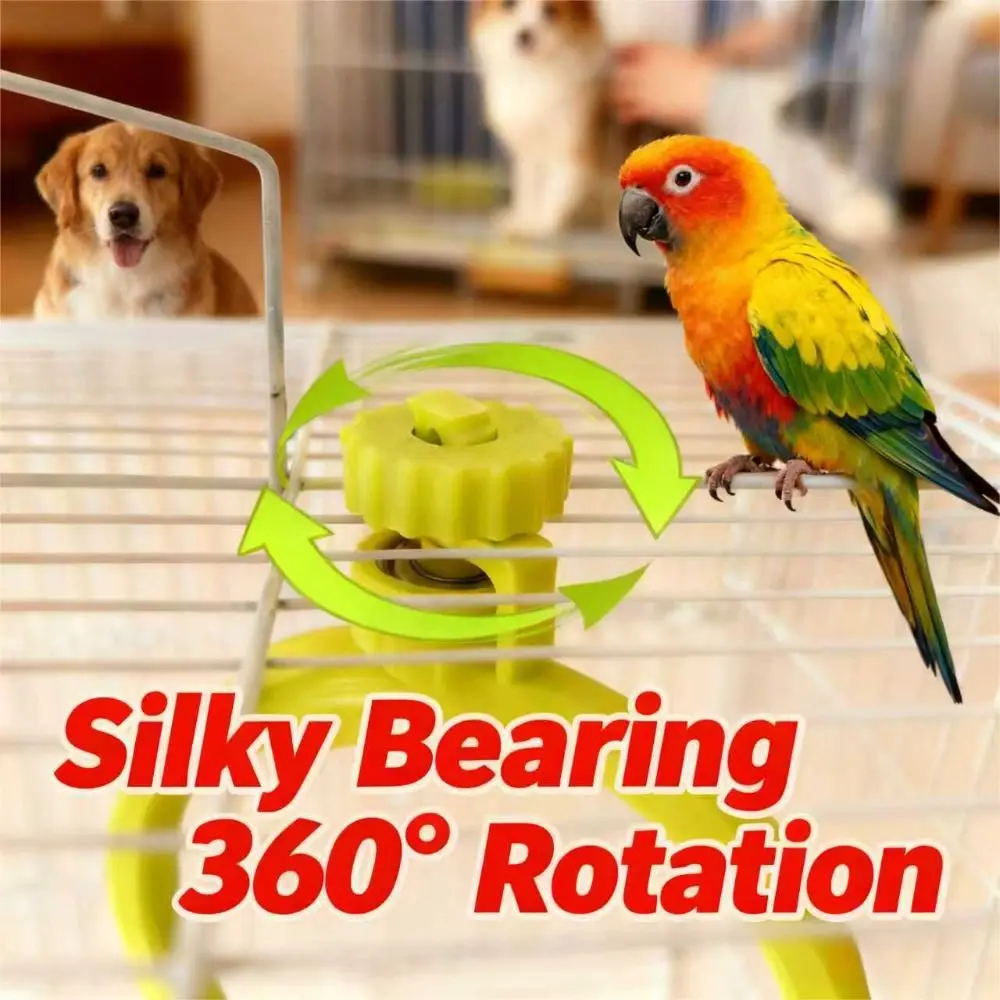 Round Rotary Bird Perch Detachable Quiet Rotating Bird Stand Comfortable Grip Easy Assemble Interactive Parrot Toy Lovebirds