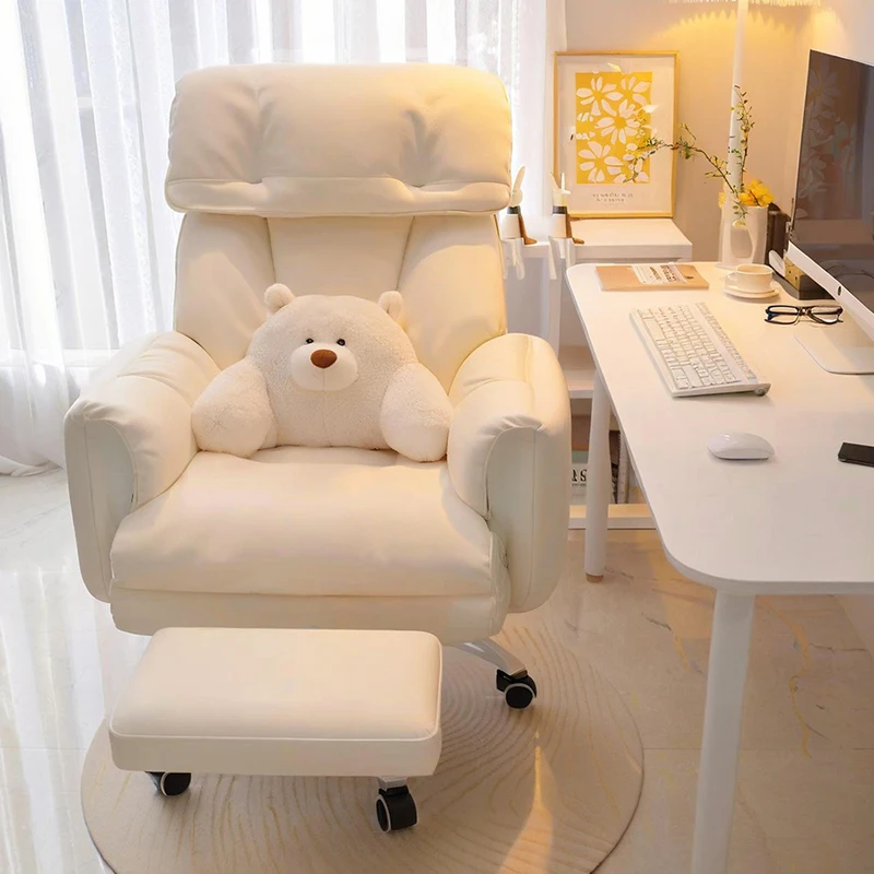 

Cute Comfy Luxury Office Chair Mobile Recliner Bedroom Study Office Chair Desk Swivel Vanity Silla De Oficina Home Furniture