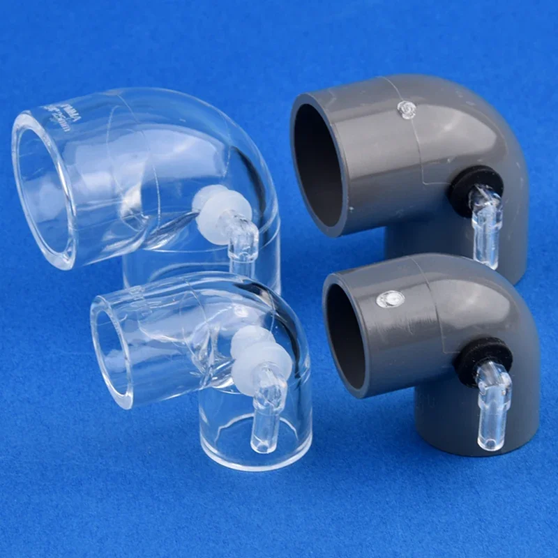 PVC curved coupling for aquarium systems with siphon blocking function non-return flow control submersible filtration oxygen enh