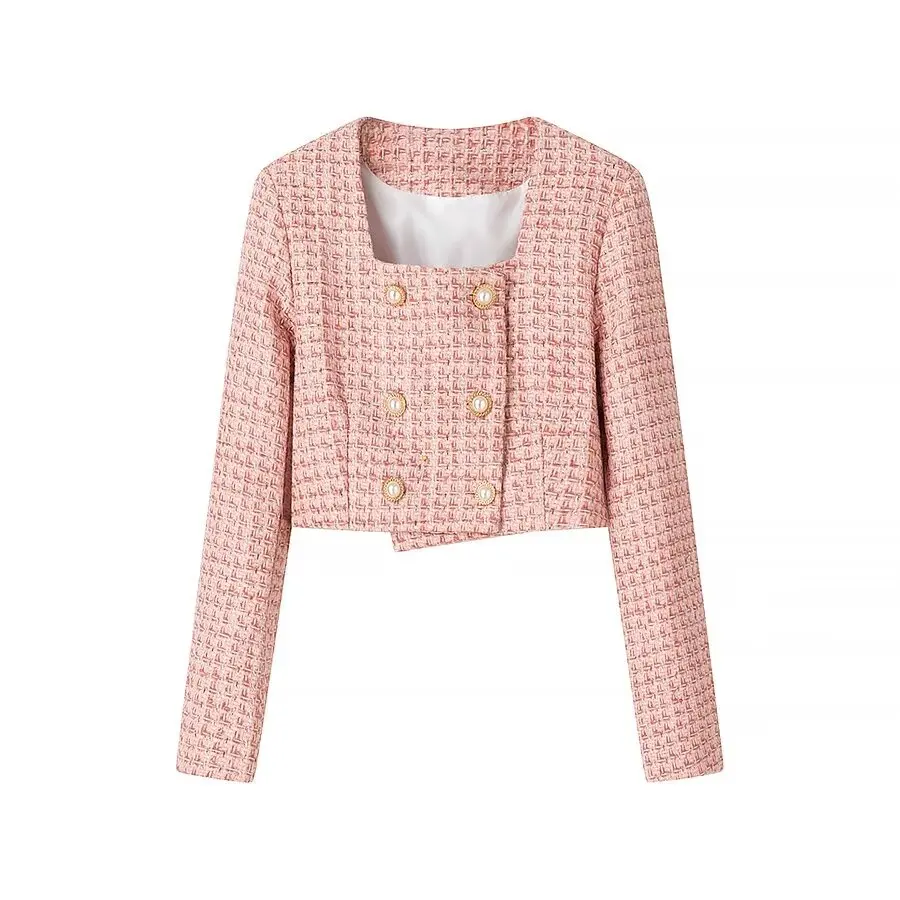 

ZAB Autumn New Faionable Casual Versatile Square Collar Outerwear Women's Clothing Design Sensation Small Fraance Sle