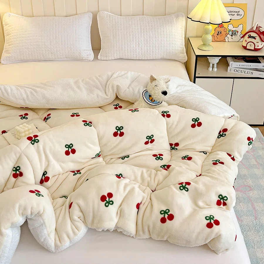 2026 Super Thick Winter Warm Blanket for Bed Artificial Lamb Cashmere Weighted Blankets Soft Comfortable Warmth Quilt Comforter
