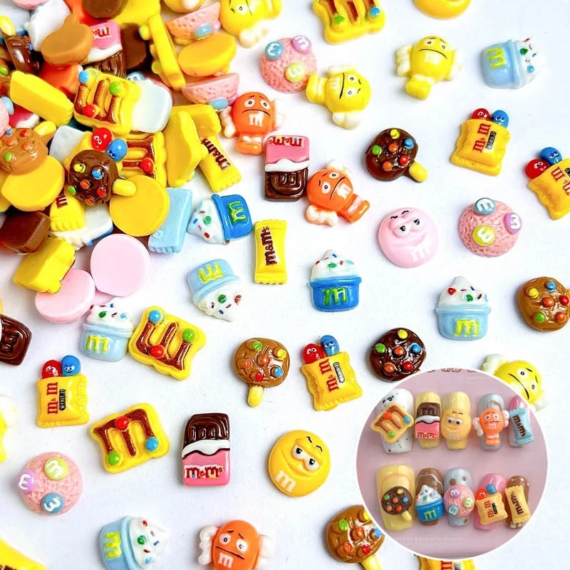 30 piezas de mini caramelos de chocolate de resina de colores, con forma de dibujos animados, para decoración de uñas, piedras planas, álbumes de recortes, manualidades y joyería DIY.