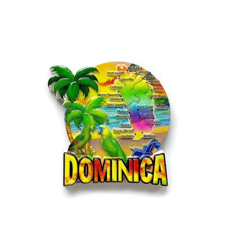 Dominica Island 3D Refrigerator Magnet Latin American Parrot Travel Souvenir Gift Creative Island Theme Kitchen Decor