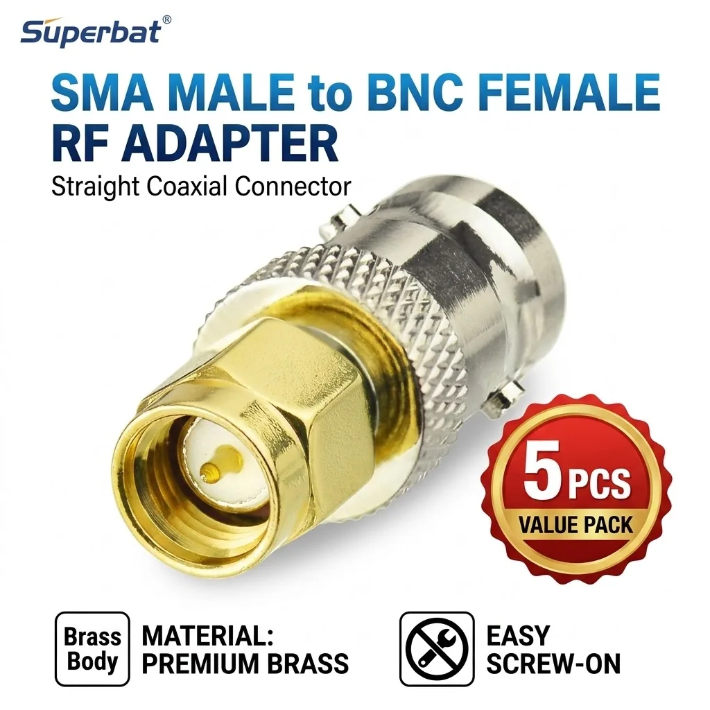 

Superbat 5pcs SMA to BNC Adapter SMA Male to BNC Female Straight RF Coaxial Connector for Electronic Components Market