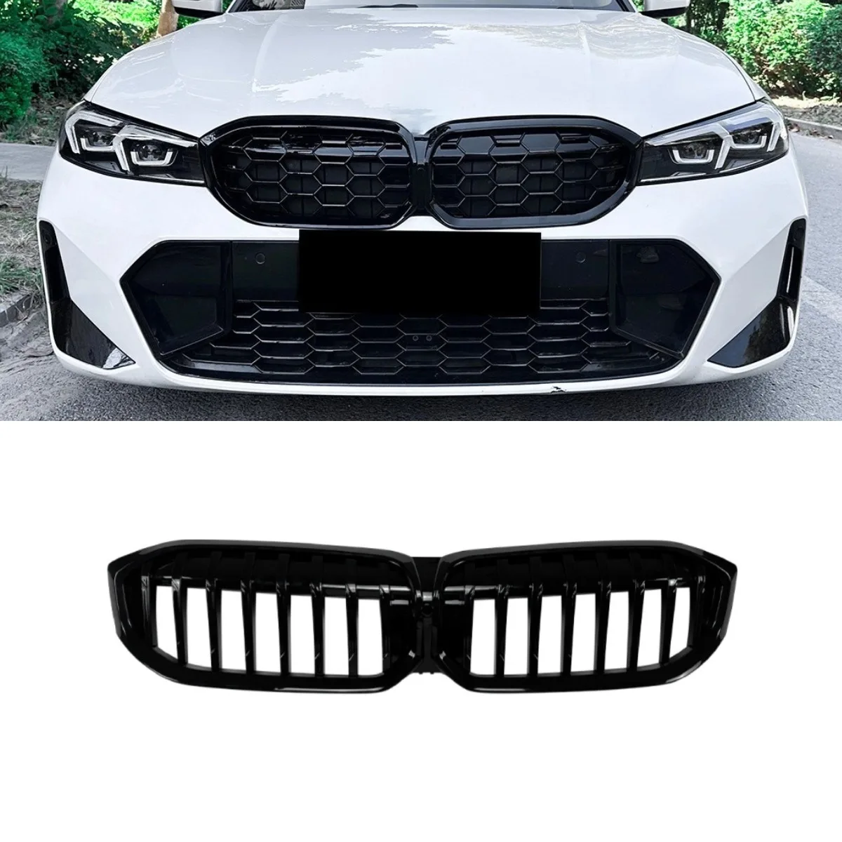 Frontstoßstangengrill Kühlergrill Renngrills Frontgrill für BMW 3er G20 G21 G28 LCI 2023+ Bodykit Autozubehör