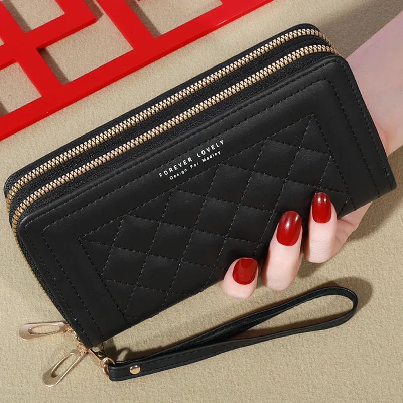 

Long Women's Wallet Female Purses Tassel Coin Purse Card Holder Wallets Double Zipper Pu Leather Clutch Luxury Money Phone Bag