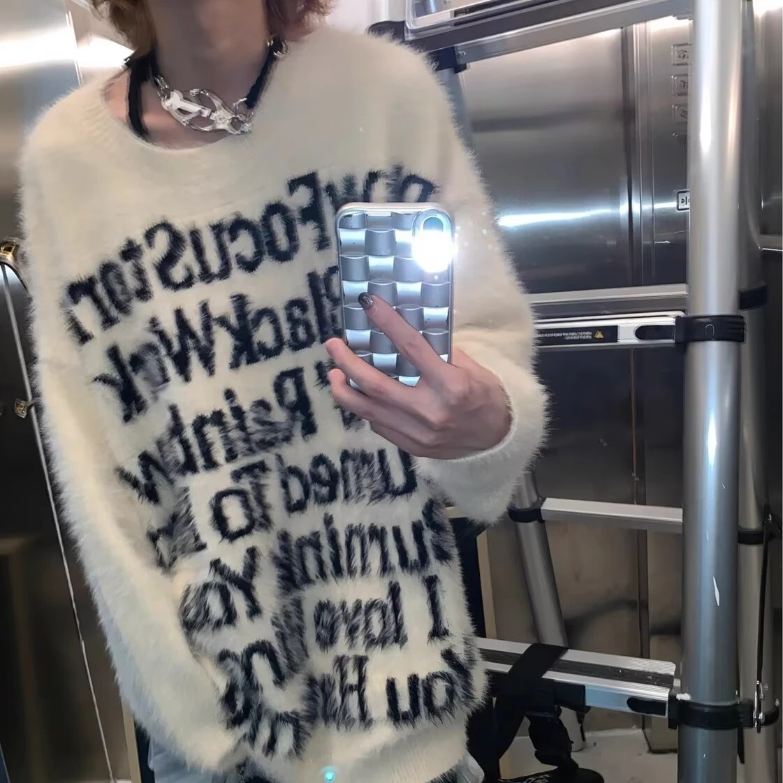 

Свободный крой, вязаный свитер для пар, осень-зима, большой размер 300, пальто с вышивкой букв, ленивое пальто, повседневное американское пальто, Polyes...