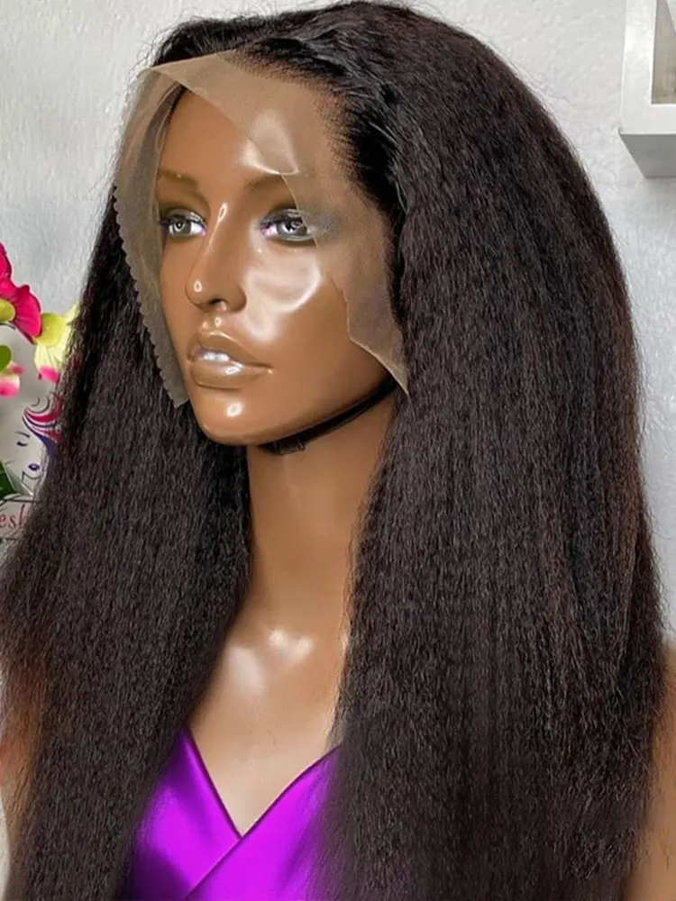 

Кудрявый прямой парик 13x6 HD на фронтальной части шнурка, предварительно сорванный, 250% высокая плотность, 360 HD, полный парик шнурка, человеческие волосы, бразильские, 40 дюймов ﻿