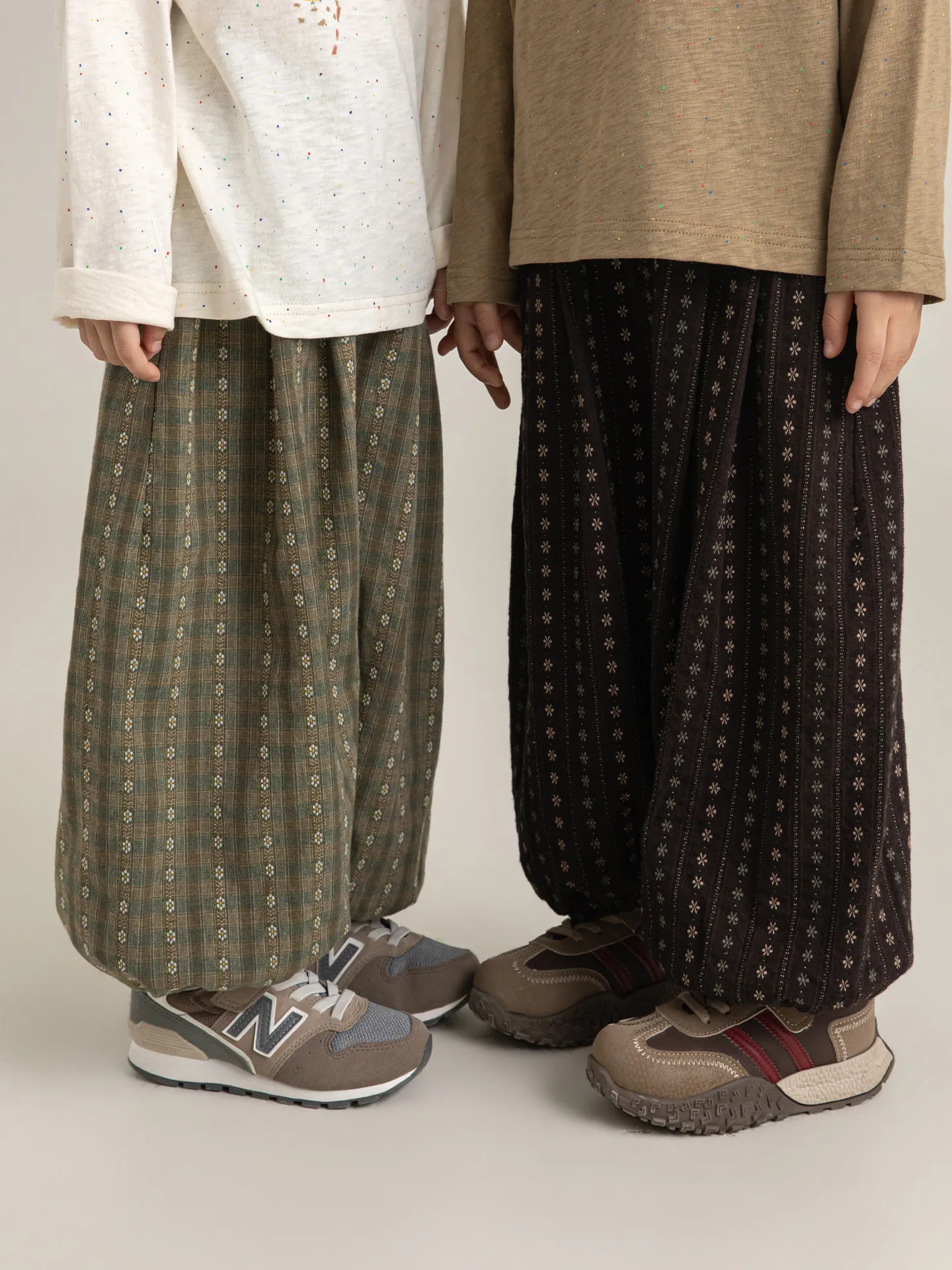 Girls 2026 Spring Ethnic Floral Cuffed Culottes Casual Comfortable Kids Bottoms Fade Resistant Ages 2-10Y