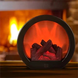 1pc LED Simulated Fireplace Lamp, Creative Touch Switch Fake Flame Light, USB Powered Simulation Charcoal Flame Lantern, Christm