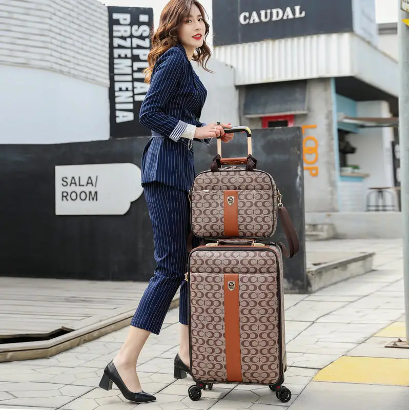 High Grade Suitcase female fashion male travel luggage pull rod box trolley carry on with handbag luxury 16/20/24 boarding case