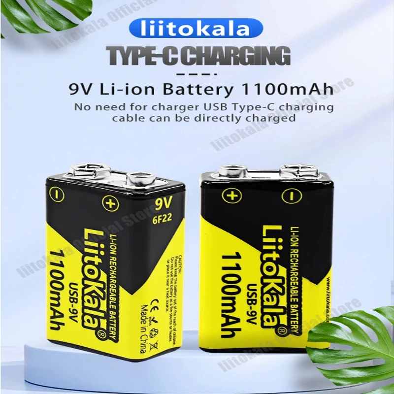 Authentic LiitoKala USB-9V 1100mAh lithium battery universal microphone toy remote control KTV 6F22