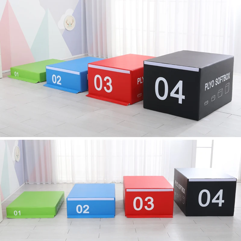 صندوق القفز لينة الصالة الرياضية 4 في 1 قوة المادية للأطفال القفز الطاقة مزيج الجمباز حصيرة التدريب صندوق القفز