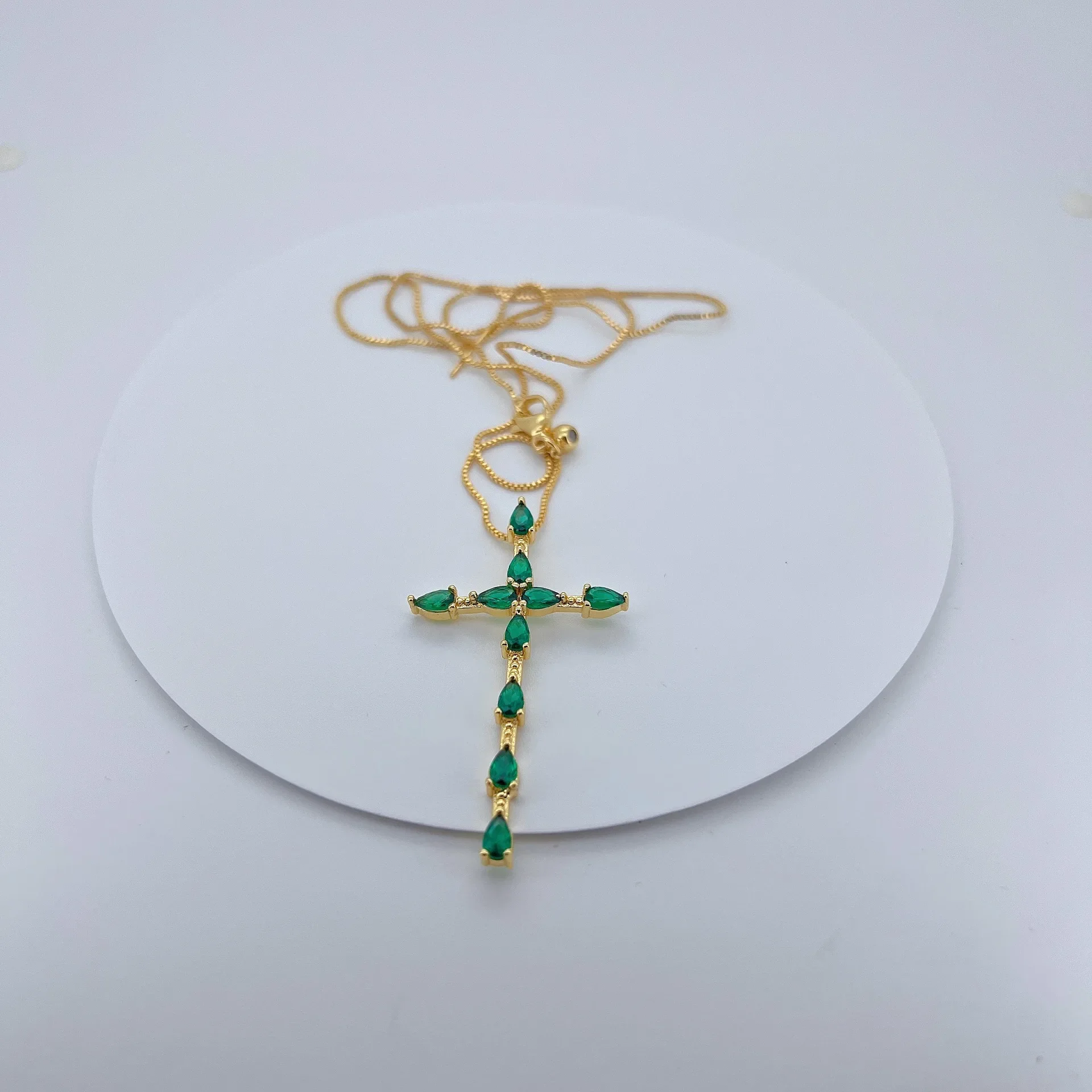 LJRIVER Color Zircon Cross Pendant for Diy Necklace Making Accessories Micro Inlay Copper Plating Jewelry 27*48mm Size Wholesale