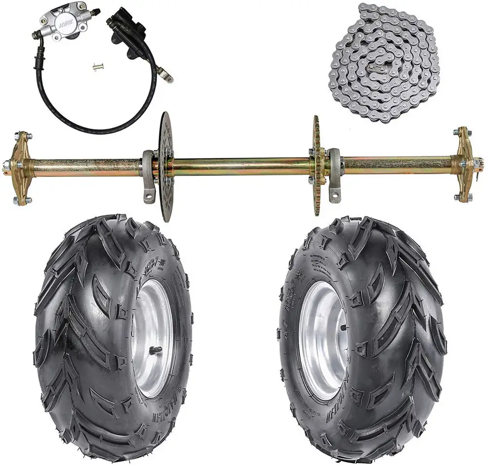 810mm ATV Go Kart Achteras 420 Tandwiel Kit & 2 Pack 16x8-7 Wielen & Rem voor DIY Drift Trike ATV Quad Golfkar Buggy