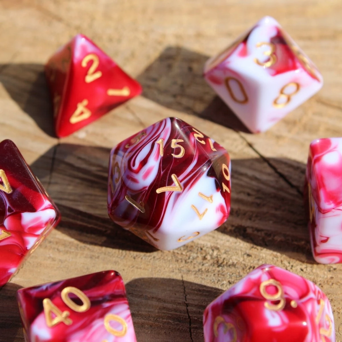 

7Pcs/Set Cherry Cream Dice for DND Dungeons and Dragons Table Games D&D RPG Tabletop Roleplaying