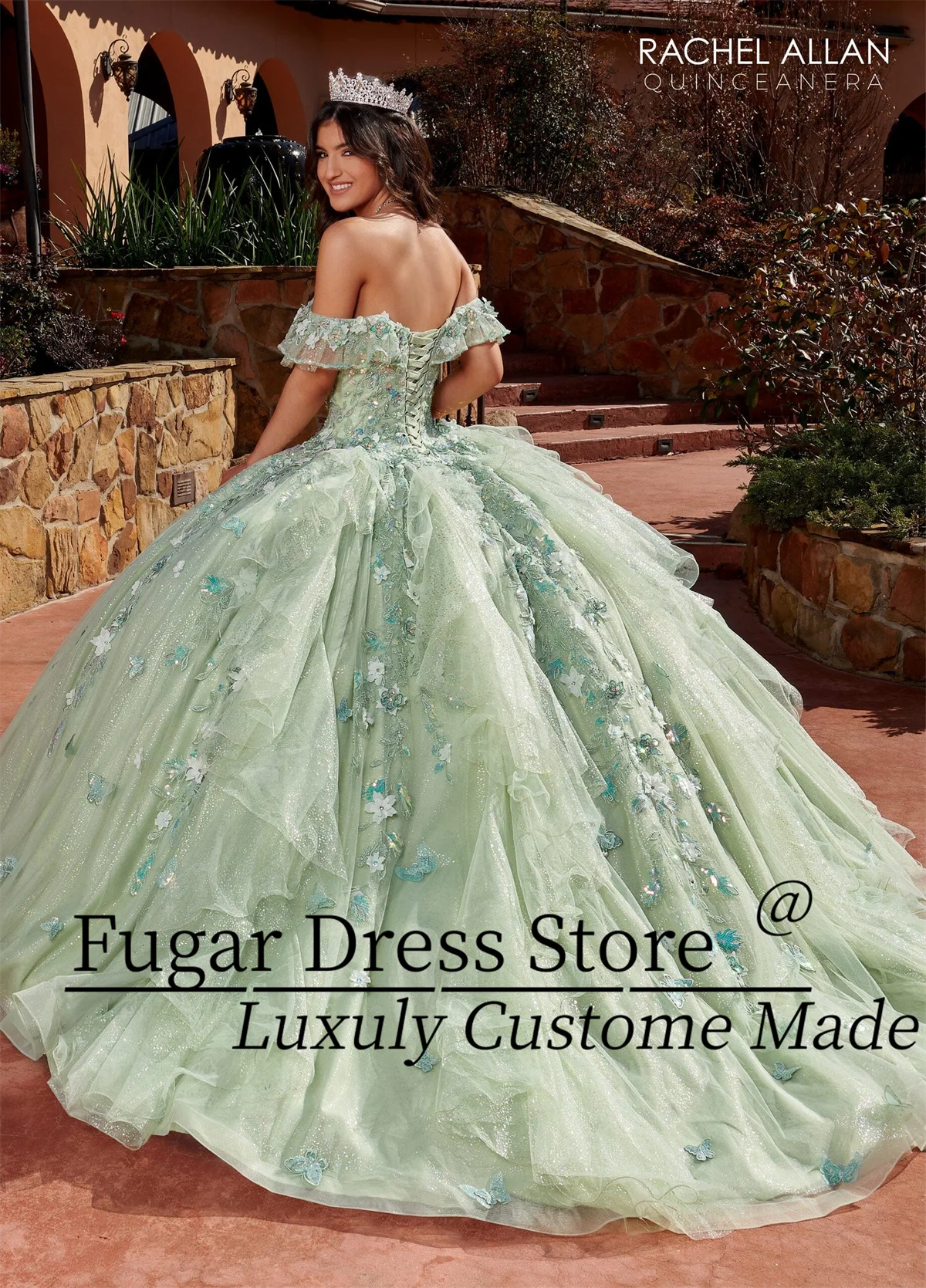 Blush Pink Rose Gold Quinceanera Dresses 3D Flower Lace Decal Sweetheart Collar Removable Shoulder Strap Vestidos De 15 Anos 24