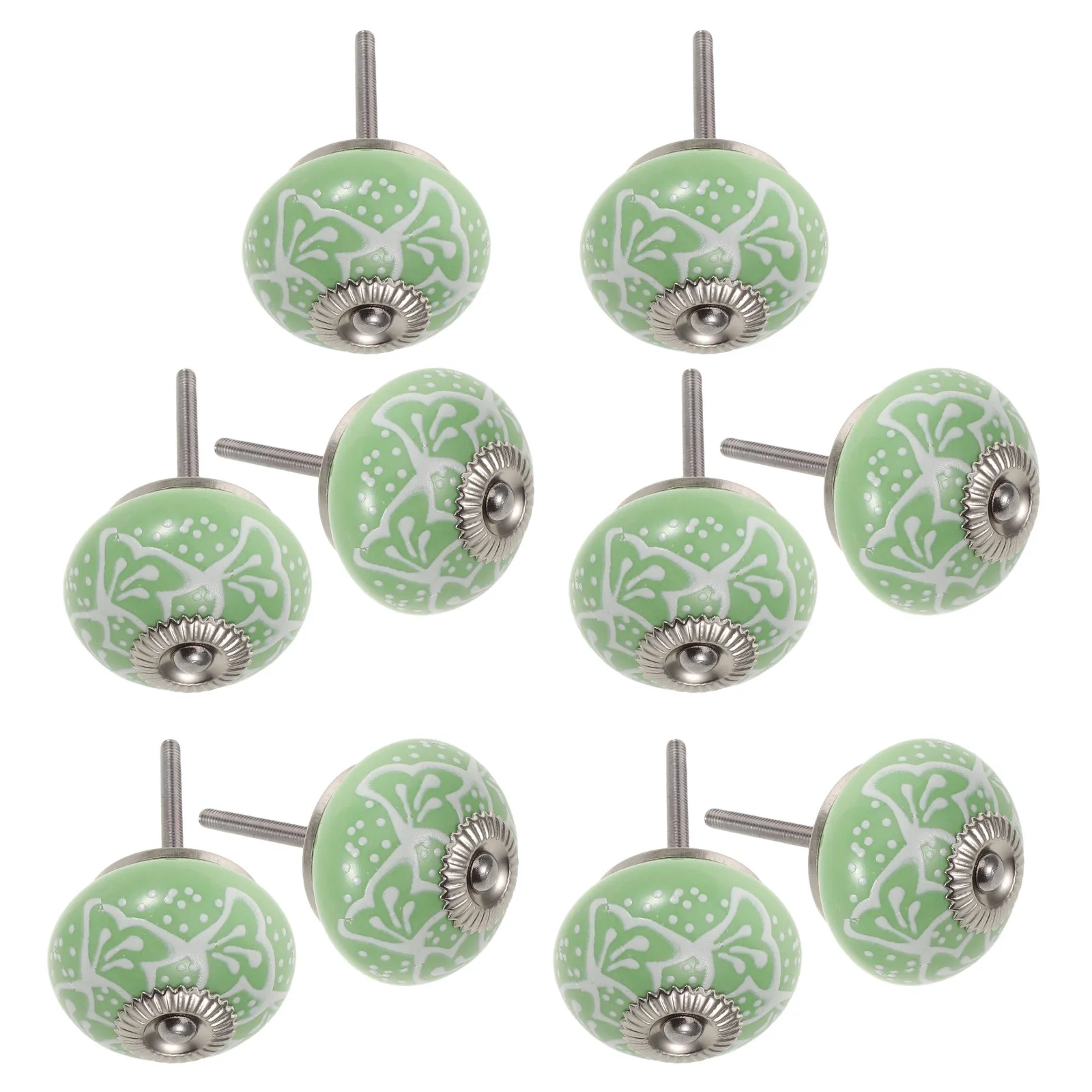 

10pcs Ceramic Cabinet Knobs Green Round Drawer Handles Furniture Pulls With Screws For Wardrobes Dressers Cupboards Jewelry Box