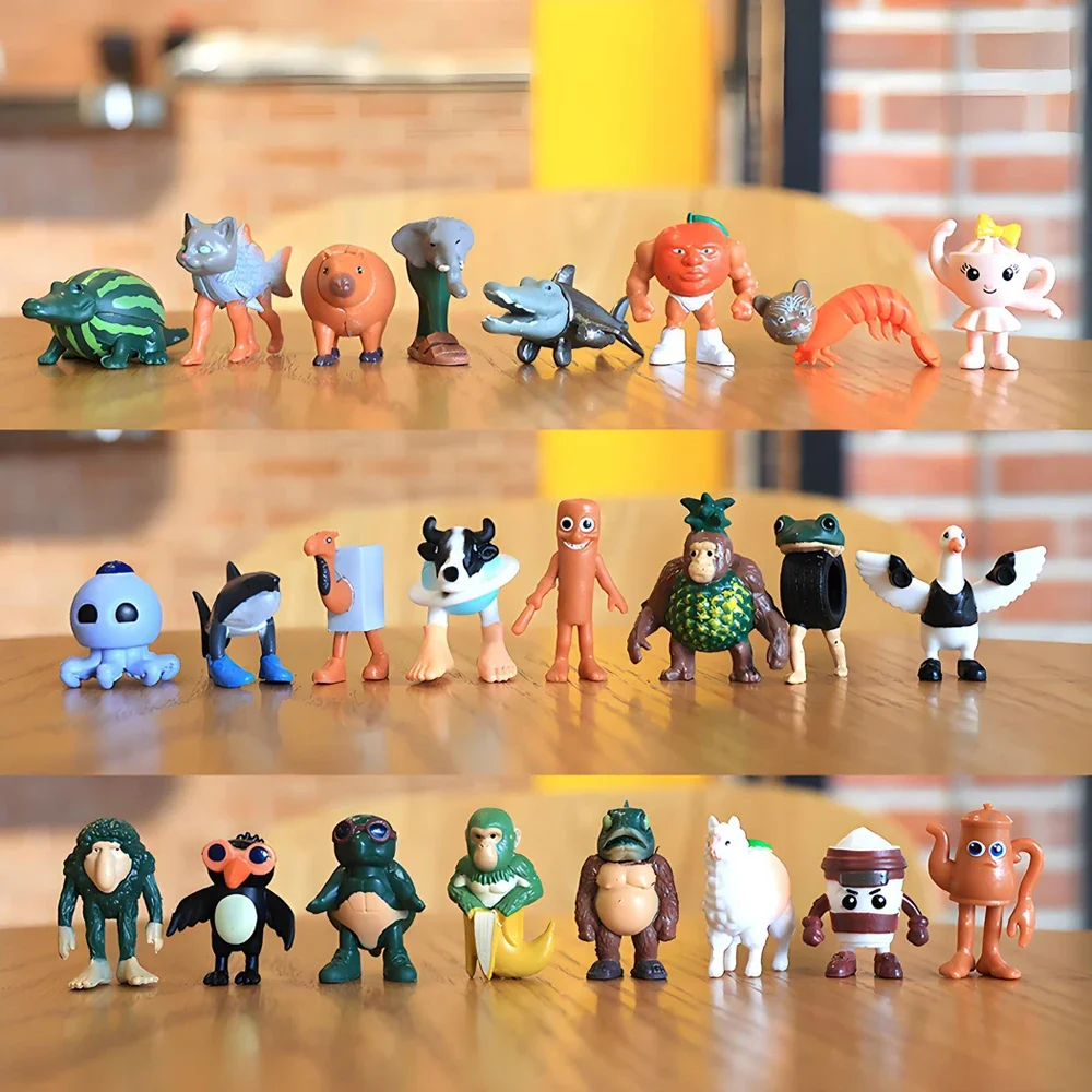 

24pcs/set Italian Brainrot Tung Tung Sahur Shark Tralalero Tralala Action Figures Bombardiro Crocodilo Shimpanzini Bananini Toys