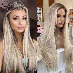Peluca de cabello humano brasileño prearrancado, pelo rubio ceniza degradado sin pegamento listo para usar, malla Frontal de encaje, 5x5, HD, predesplumada