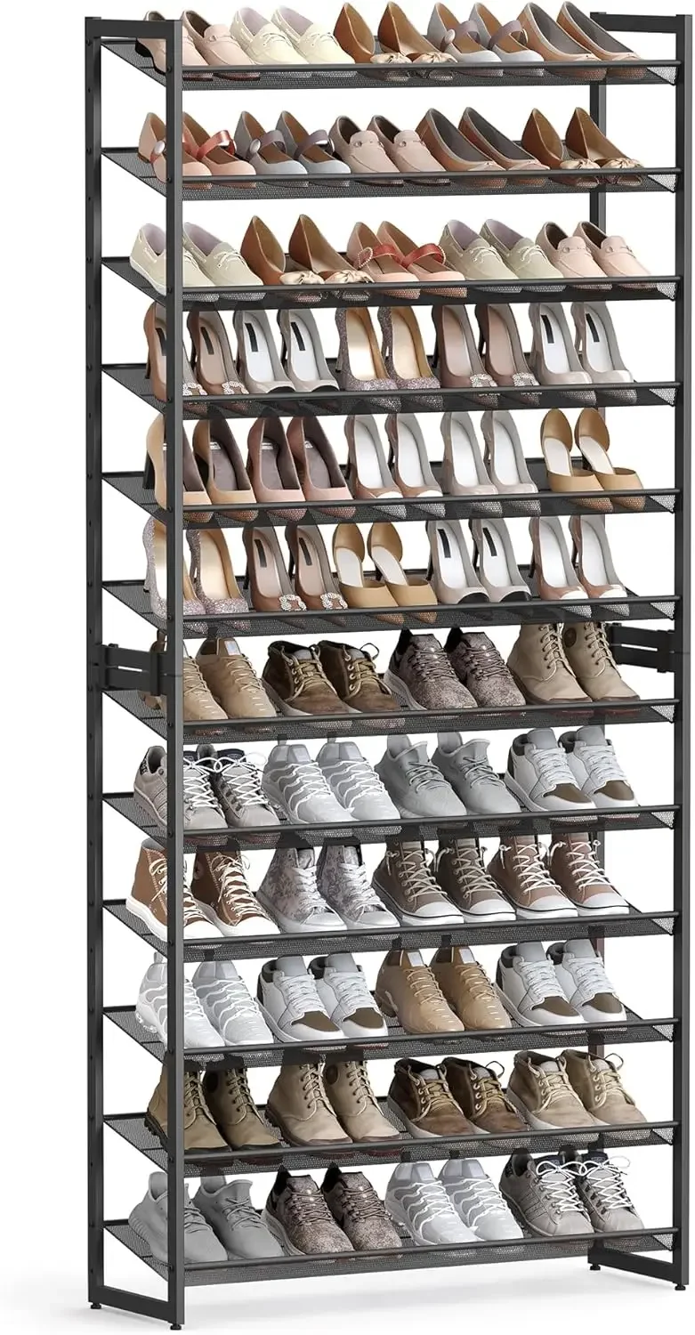 Shoe Rack, 12-Tier Shoe Organizer, Metal  Storage for Garage, Entryway, Set of 2 6-Tier   Shelf, with