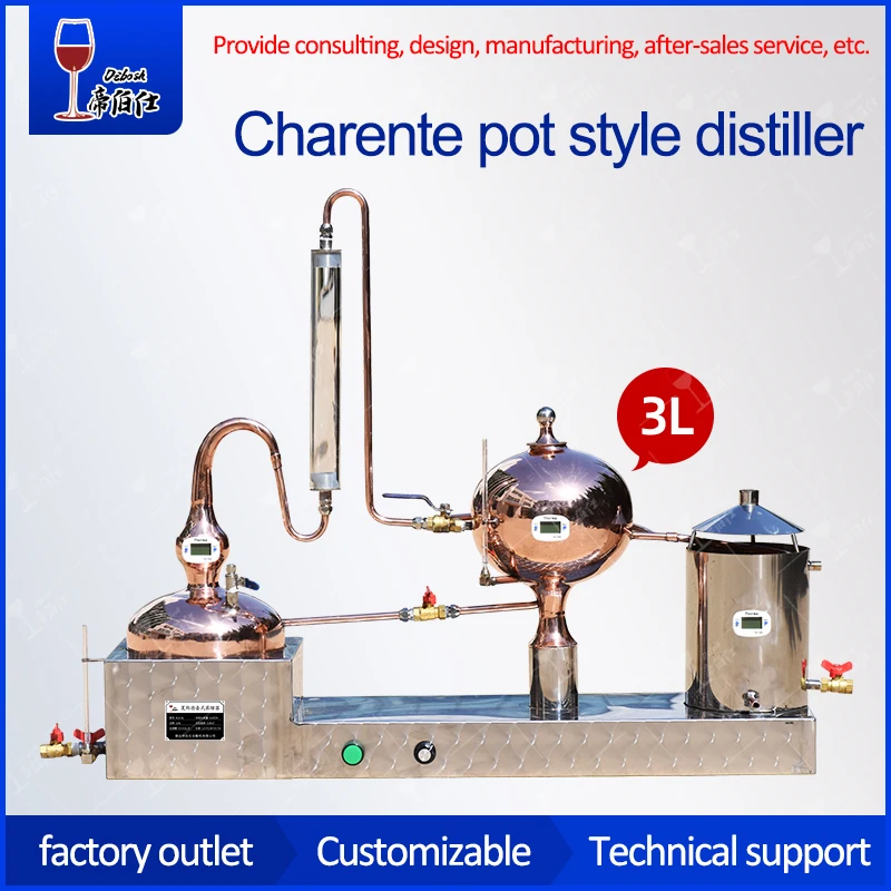 3L Small Charente Red Copper Distiller Brewing Equipment Brandy Whiskey Winery Distiller Brewing Equipment Machine