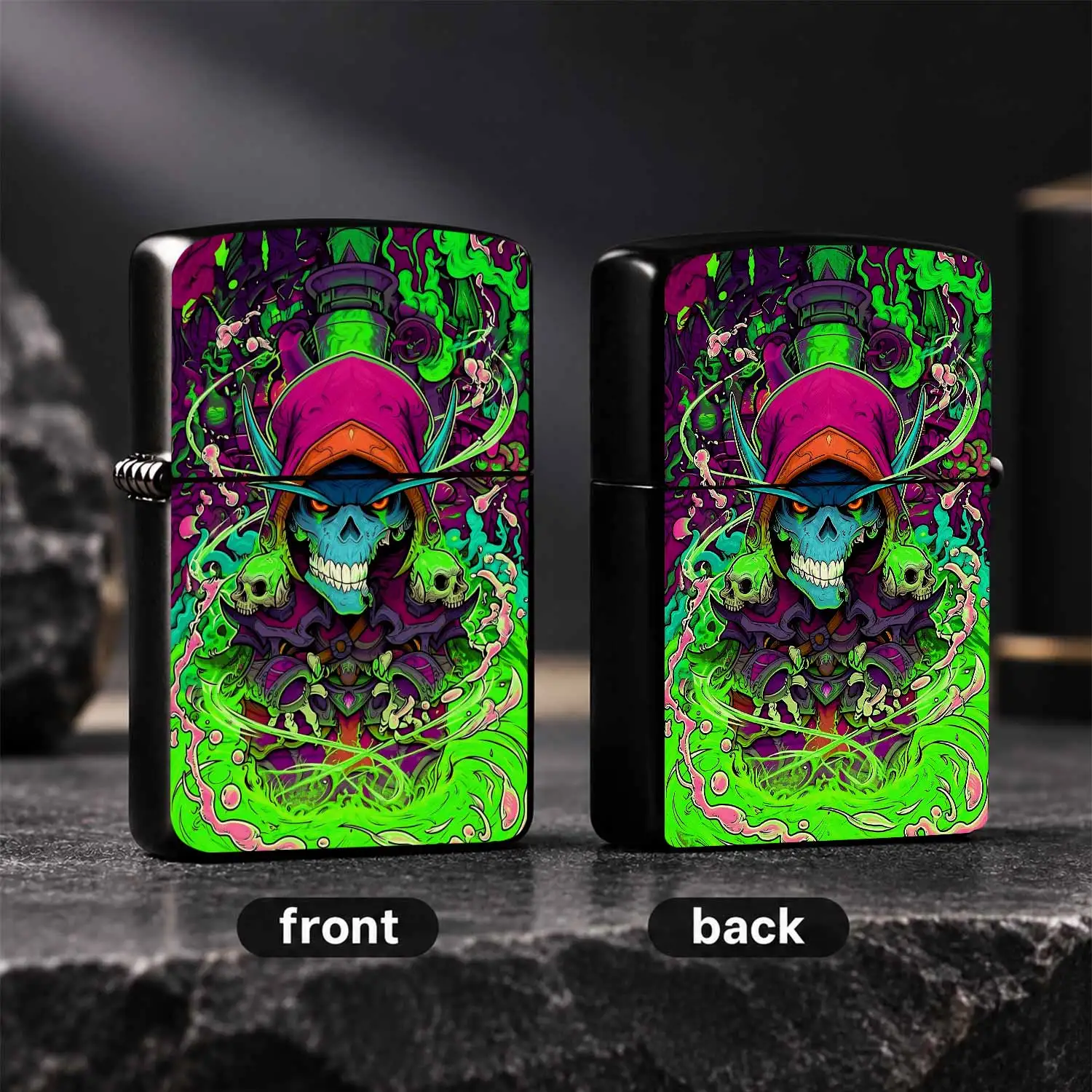 Stylish Fluorescent Skull Wizard Themed Lighter, Creative Portable Daily Carry Item, Fantasy Magic Style Decorative Piece, Multi-scenario Practical Accessory, Unique Trendy Gift For Friends And Hobbyists For Home Outdoor A Humorous And Inte