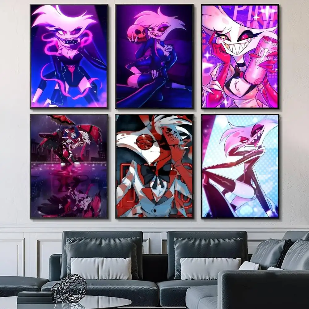1PC Anime H-Hazbin H-Hotel Characters Angel Dust Posters Fancy Wall Sticker for Living Room Bar Decoration Wall Decor