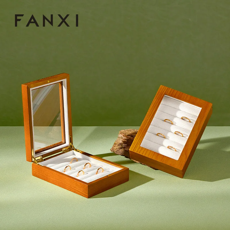 Solid Wood Jewelry Trays Ring Earring Storage Transparent Trays Acrylic Display Case Exclusive Use Home Decor Plateaux ZY40TP