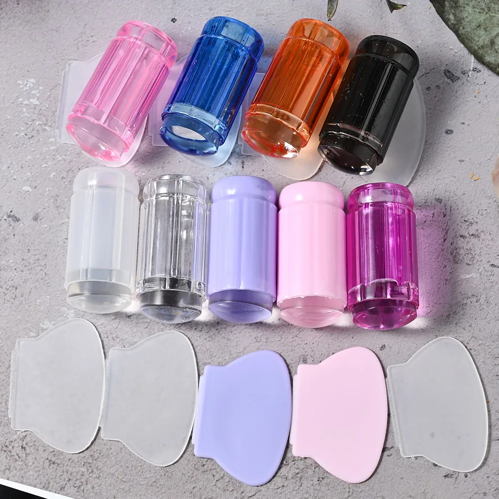 Transparentes Silikon-Nagelkunst-Stempelset für French Manicure, Stempelplatte, Nagellack-Schablone, Siegelstempel, Schaber – Detail 10