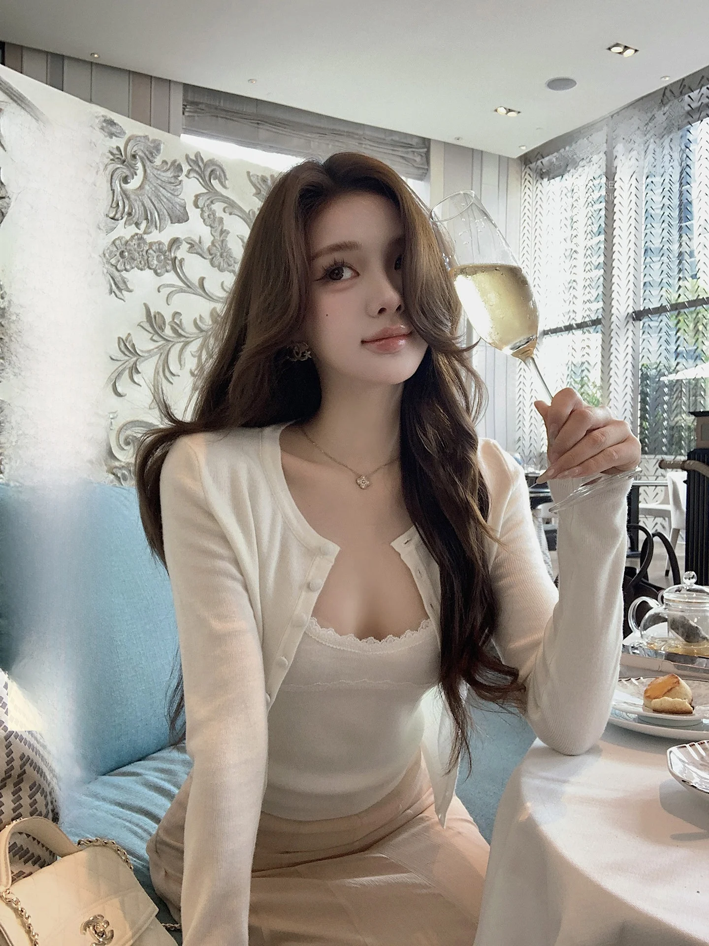 

Вязаный комплект из топа и кардигана: повседневный, приталенный, с длинными рукавами, из полиэфирного волокна, А-силуэт, верхняя одежда для женщин