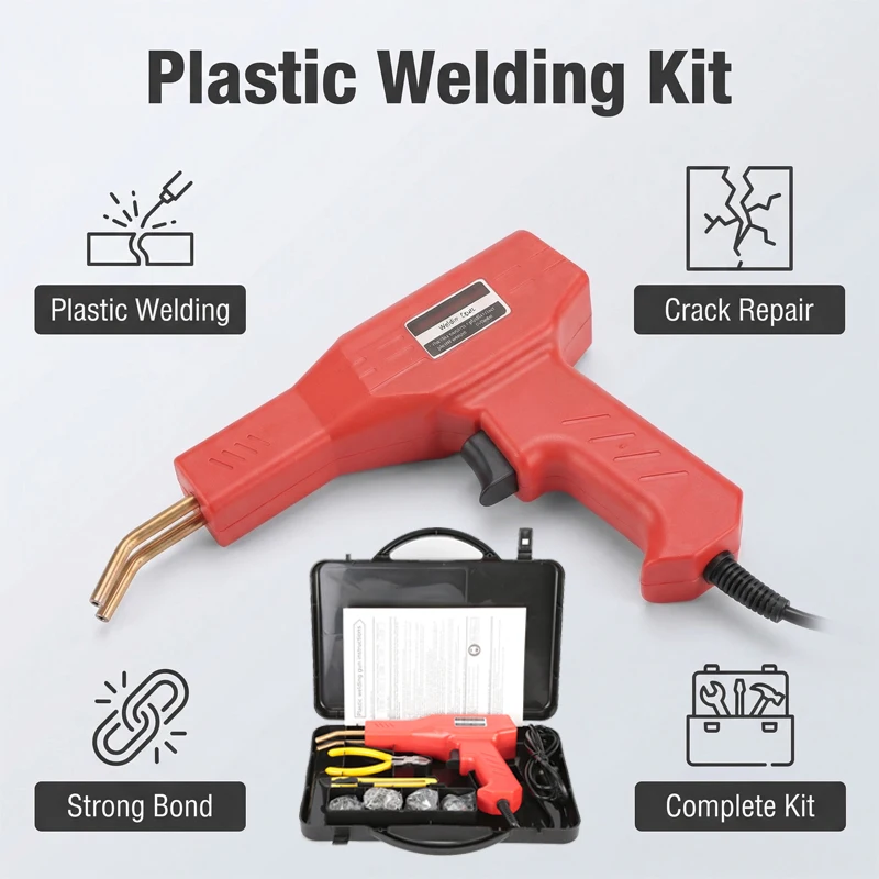 Machine à souder pour réparation de plastique, pistolet à souder à chaud pour réparation de fissures, outil de soudage pour réparation de pare-chocs de voiture, ensemble de boîte à outils avec 200