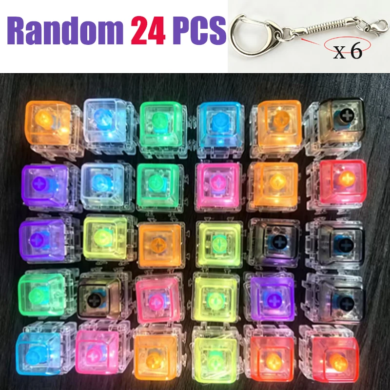 Chaveiro de teclado LED de montagem livre, brinquedo sensorial antiestresse, clicker de cristal, para alívio do estresse, para adultos e crianças.