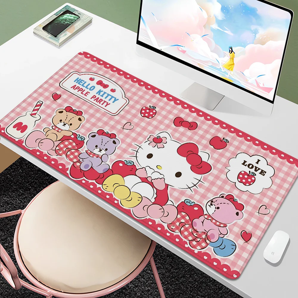 Alas Mouse Besar Hello Kitty 900 × 400 Alas Keyboard Sanrio Di Atas Tepi Aksesori Gaming Pc Alas Meja Karet Antiselip Alas Mause