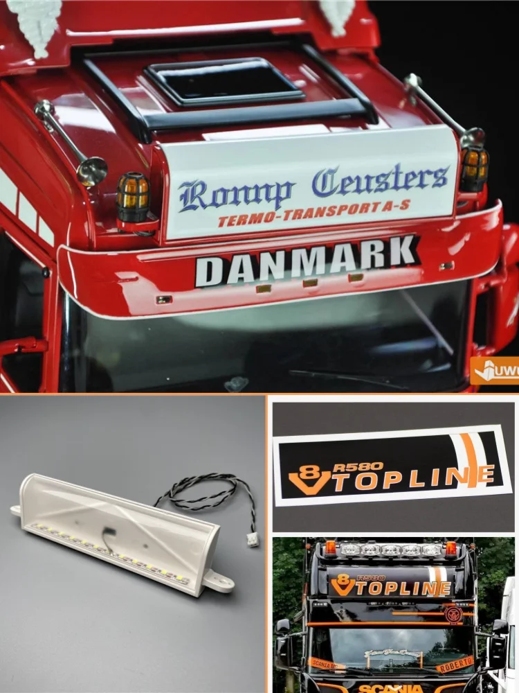 RC Truck LED Roof Sun Visor Light Reklama Light Boxes Części do 1/14 Tamiya Wywrotka SCANIA R470 R620 R730 DIY