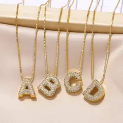 Fashion Hot Selling 26 English Letter Zircon Clavicle Chain Pendant Necklace for Women A-Z Letter Exquisite Luxury Charm Jewelry