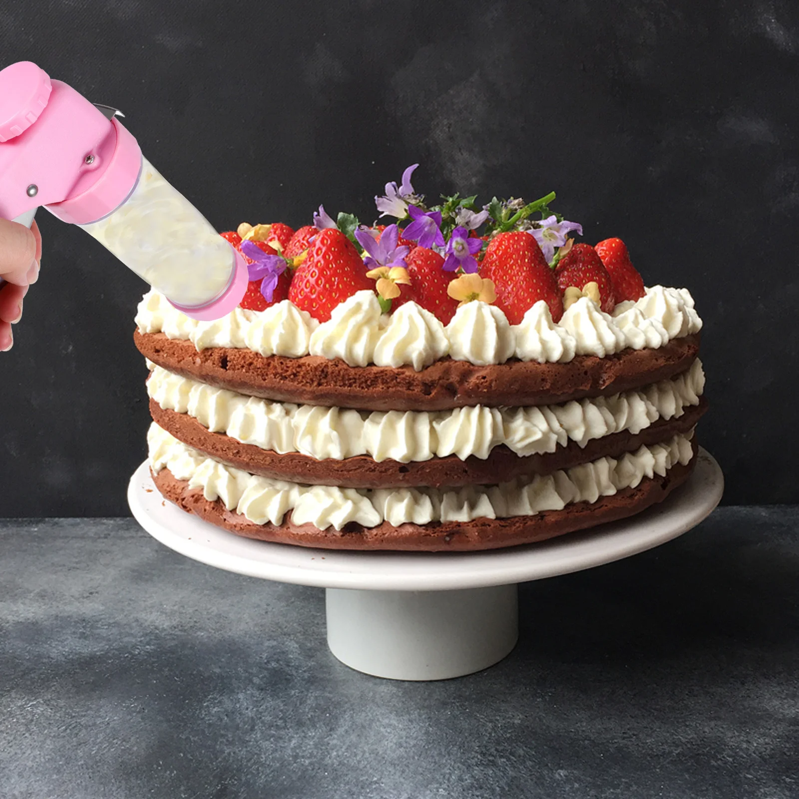 

1 set 1 Set Cake Piping Syringe Kit Stainless Steel Tips Baking Decorating Tools For Cupcake Icing Filling Dessert Biscuit Maker