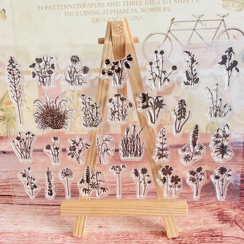 various spring grass flower Clear Stamp Transparent Silicone Stamp Seal Sheet For Scrapbooking Photo Album Decoration