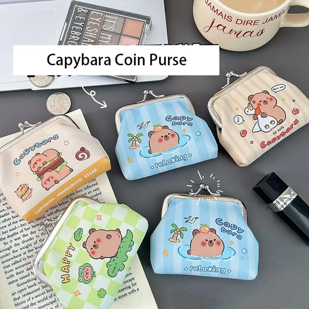 แฟชั่น PU หนัง Capybara เหรียญกระเป๋าสตางค์กระเป๋ากระเป๋าสตางค์มินิกระเป๋าเกาหลีสไตล์หญิง