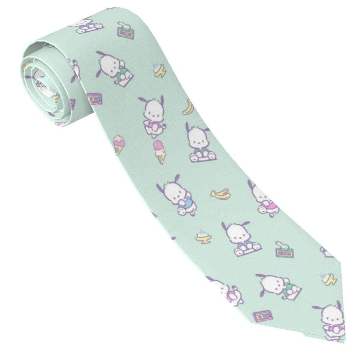 Custom Pochacco Cartoons Necktie Men Printed Necktie Four Seasons Fashion Tie Necktie For Birthday Gift