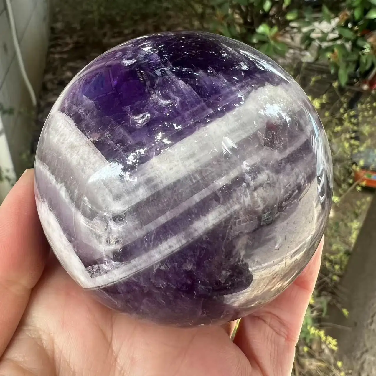 13-14CM  Natural Dream Amethyst Ball Polished Massage Sphere Ball Reiki Healing Room Decor Crystal Crafts Stone