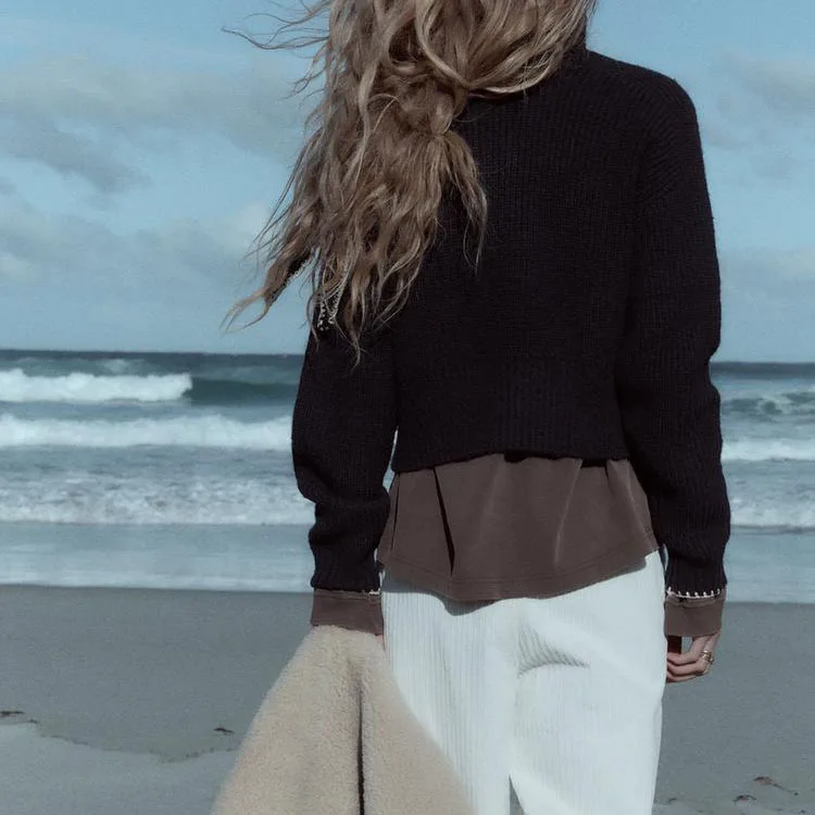 Inverno nova chegada feminina longa sve malhas gola laço design casual fino ajuste sle facionable nó topo