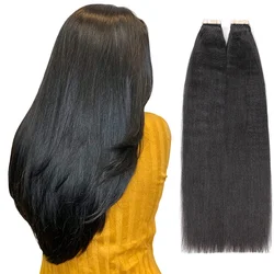 Showcoco-Extensions de cheveux Yaki clair, document naturel, 12-24 pouces, sans couture, ruban invisible, 100% vrais cheveux humains, 20 pièces/paquet