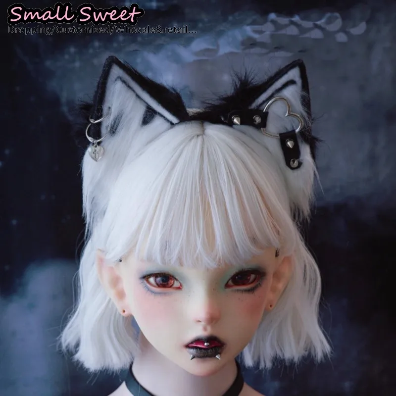 

Punk Subcultural PU Leather Cross Hair Hoops Gothic Lolita Handmade Cat ears Wolf ears Barrettes Cosplay Personality Accessories